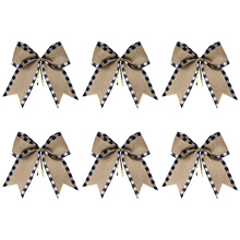 定制圣诞树顶花环挂件黑白格子蝴蝶结铁丝烤边仿麻花环装饰挂饰