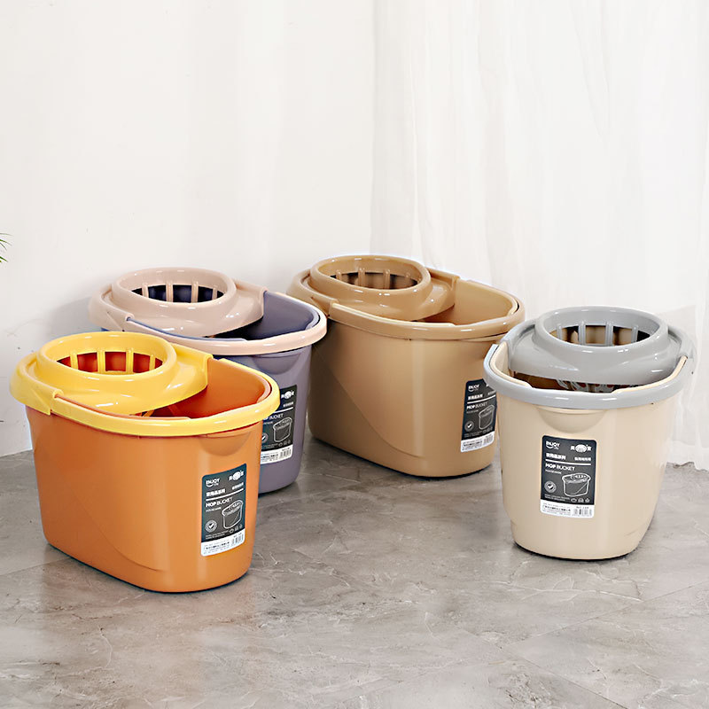 Household thickened mop bucket with wheels plastic rotating twist mop single Bucket Manual squeeze bucket mop bucket