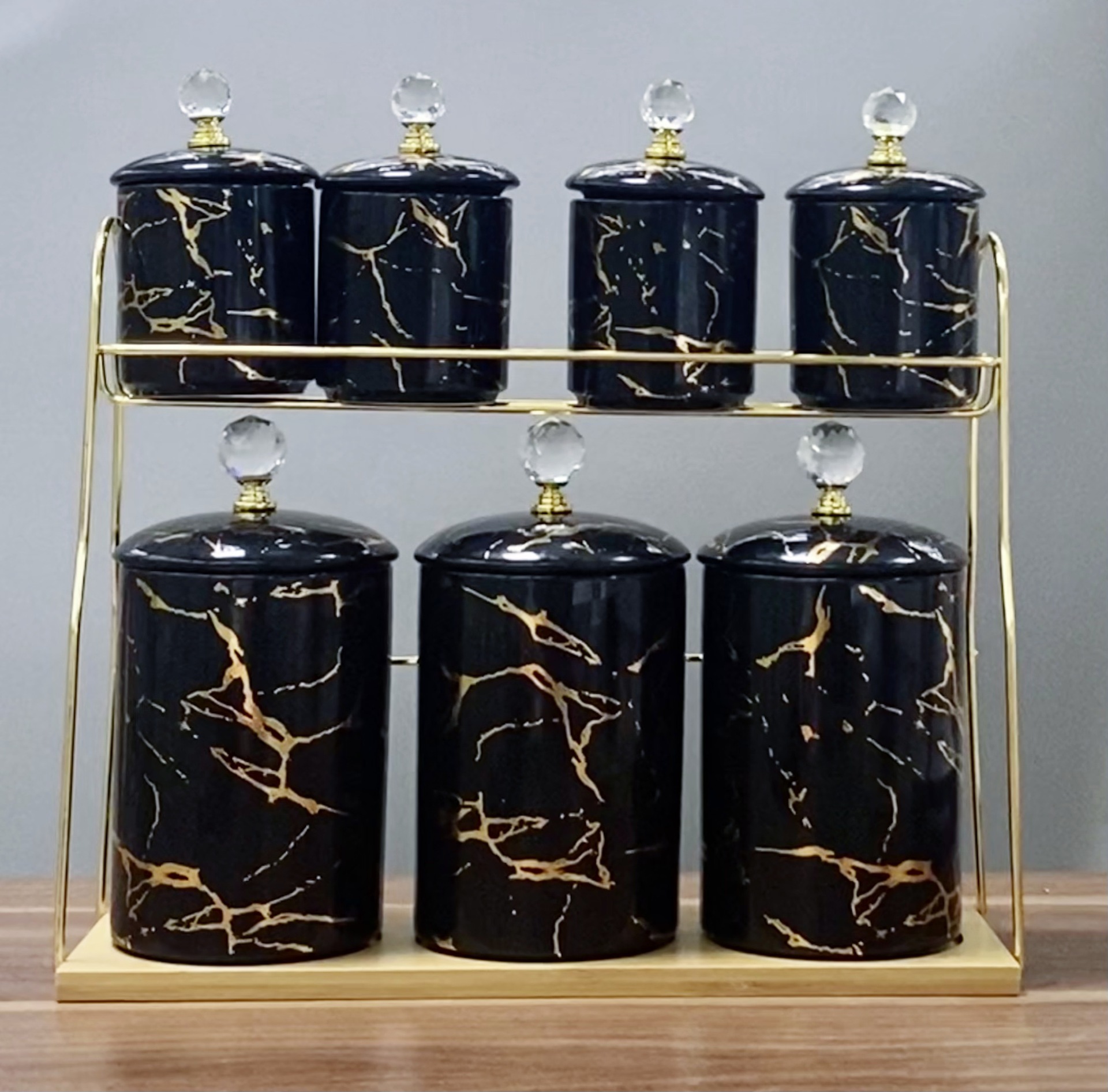 Tarro sellado de cerámica de suministro transfronterizo de cocina tarro traje de gran capacidad de almacenamiento de 7 piezas estante de almacenamiento de lujo