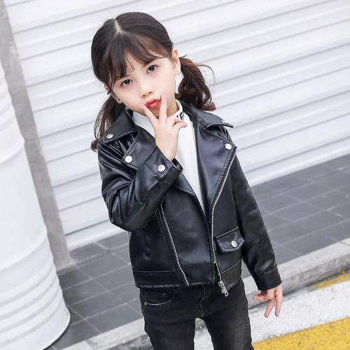 秋冬季新款短款洋气皮衣韩版修身小女孩皮夹克女宝宝时尚外套