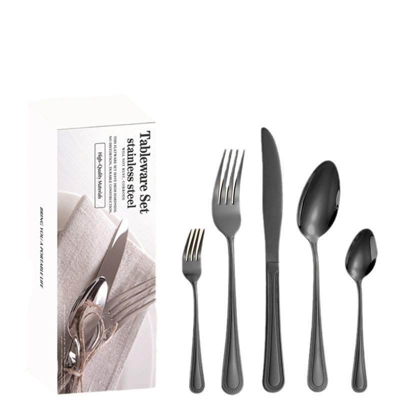 Productos transfronterizos de Amazon cubiertos de acero inoxidable 20 / 30 piezas de cuchillos y tenedores de cubiertos de comida occidental 5 piezas principales