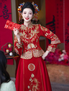 Xiuhe service wedding dress summer 2024 new small little people wedding dragon and phoenix gown out of the cabinet wedding dress Hexiu dress large size wedding dress