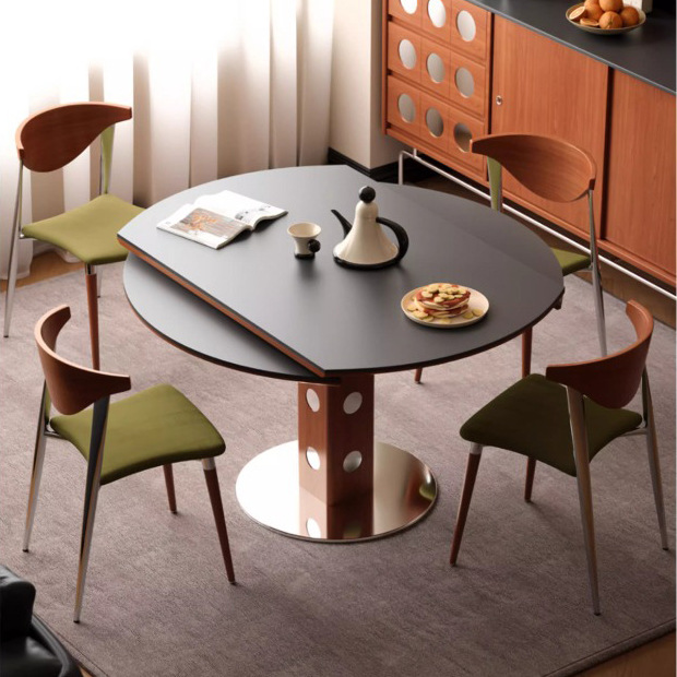 Medieval estilo de madera sólida bolsa de casa función mesa de comedor pequeño hogar ligero de lujo minimalista mesa Berg mesas redondas plegables