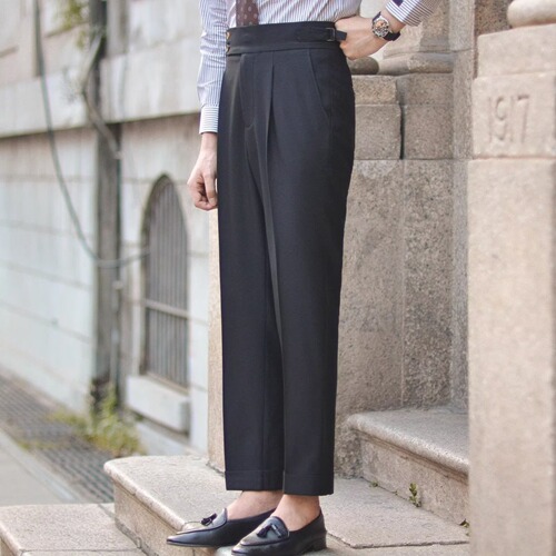 Men's Lightweight Mature Style New British Cool Neapolitan High-Waisted Pants Men's Business Straight Leg Casual Matchy Matchy Trendy