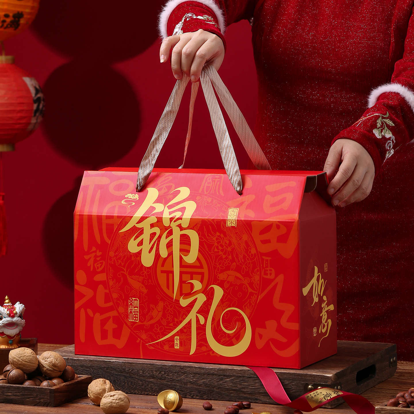 通用酒席礼品盒熟食干货卤味包装盒春节年货礼盒空盒纸箱加印logo