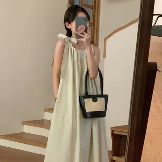 高级感法式无袖背心黄色连衣裙子女夏季2025新款海边度假沙滩长裙