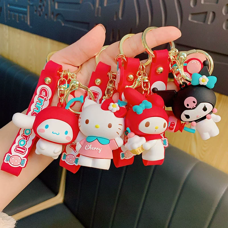 Sanrio, подлинный мультяшный милый брелок, ключи от машины, сумка со школьными аксессуарами, оптом
