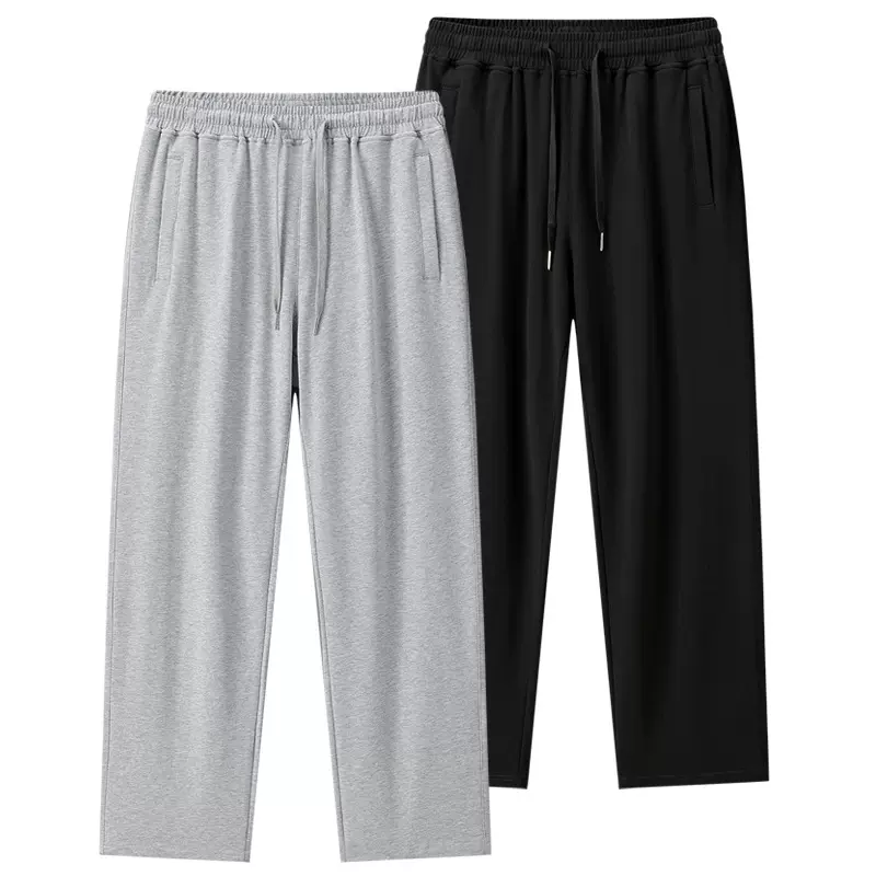 运动裤男夏季薄款纯棉裤子男跨境欧码休闲裤男直筒宽松长裤男美码