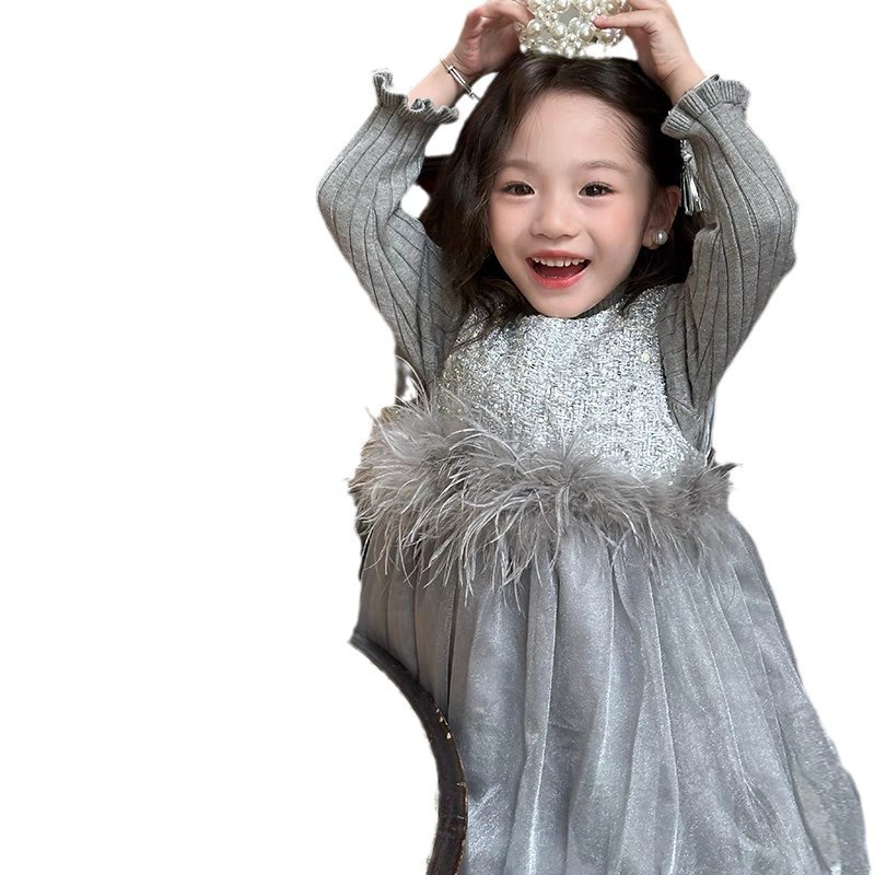 Vestido de niñas de terciopelo otoño-invierno 2025 nuevo estilo extranjero Gao Ding Baby Miu serie chaleco de viento pequeño vestido de princesa