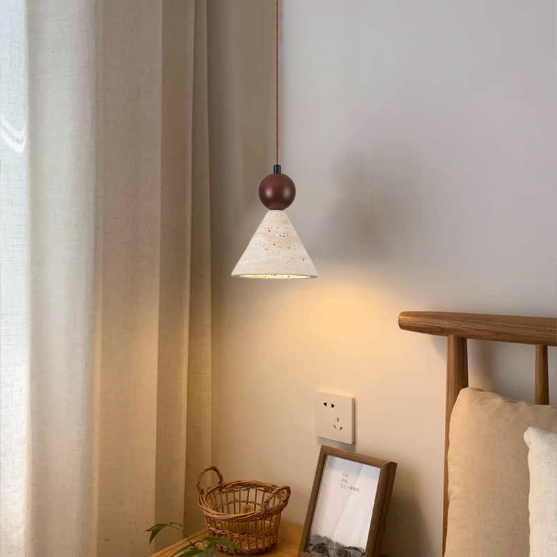 Restaurante Huang Qiang Chandelier de cabezal de cama Chandelier estilo antiguo tranquilo dormitorio pequeño crema retro simple agujero creativo estilo de piedra