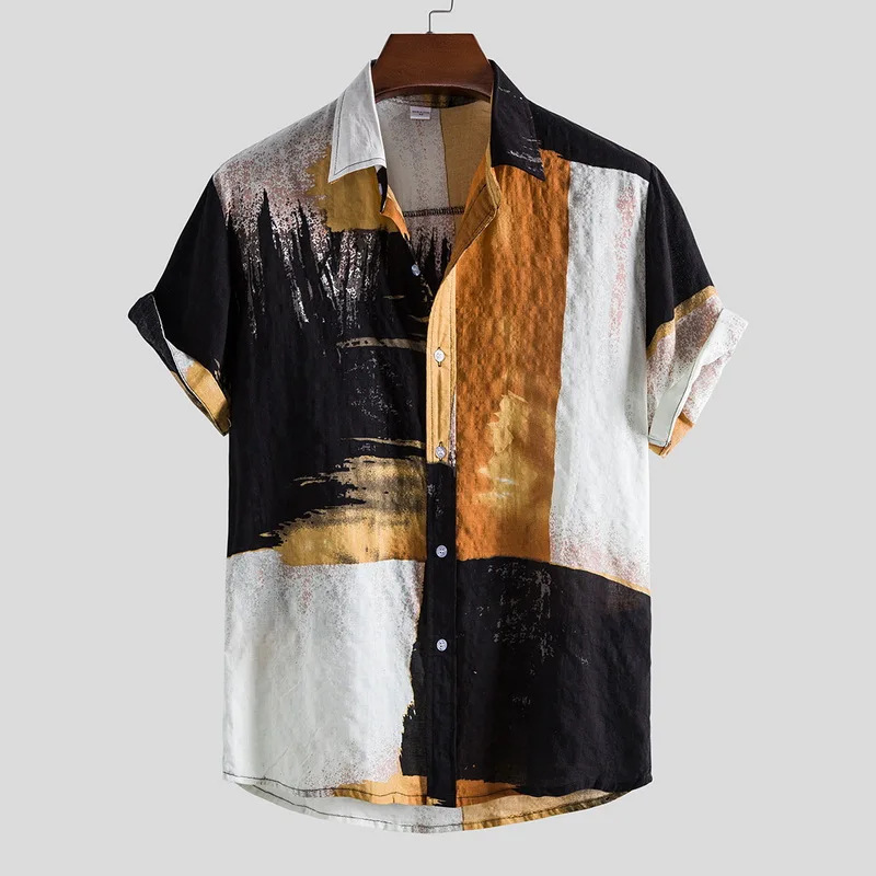 2025 New Hawaii 3D Digital Printing Men's Shirt Casual Short Sleeve