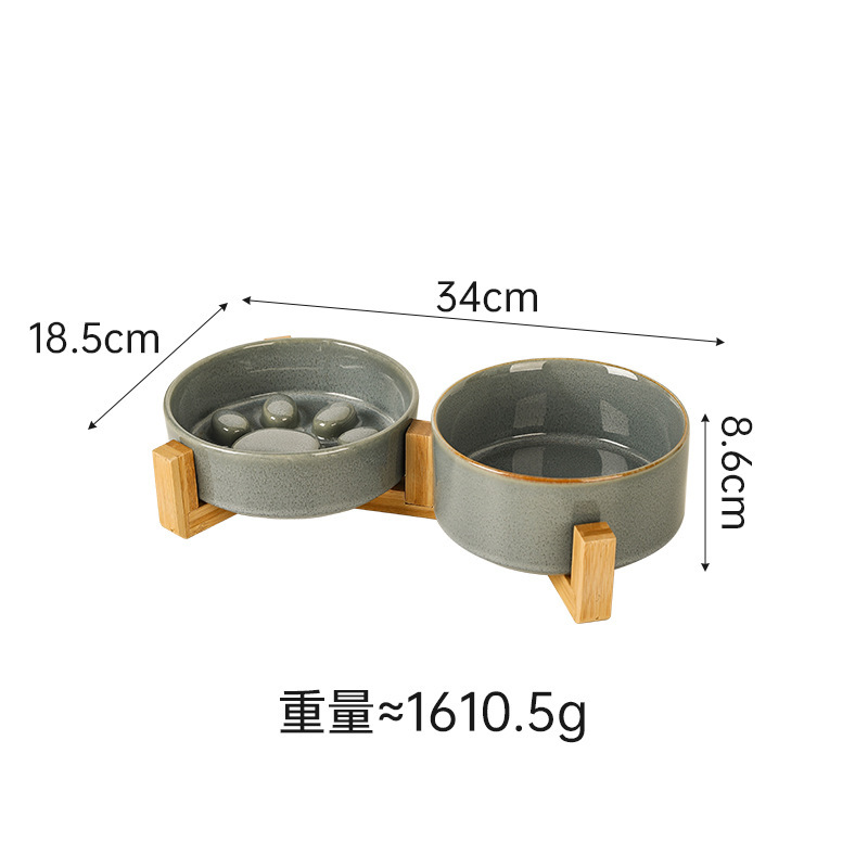 日式窑变陶瓷宠物猫碗盆狗碗饮水碗双碗保护颈椎慢食碗防噎防打翻|undefined