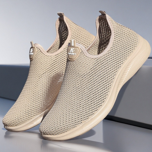 Men's Summer Airy Mesh Shoes, Hollow Out Design, Comfortable Elderly Shoes, Fashion Leisure Shoes, Lightweight One-Piece Slides