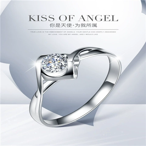 Wedding Ring Zirconium, 1 ct Solitaire, Adjustable Open Band, Six-Claw Setting
