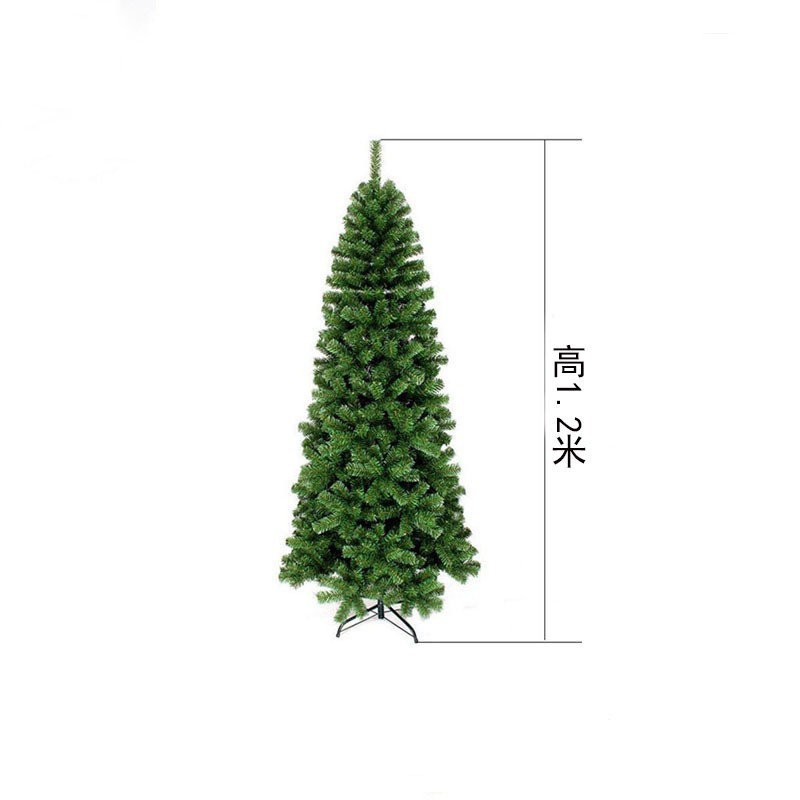 Nueva decoración navideña transfronteriza, árbol de Navidad de PVC realista para hotel, de pie, flocado, con diseño de lápiz, plegable, venta al por mayor de fábrica.