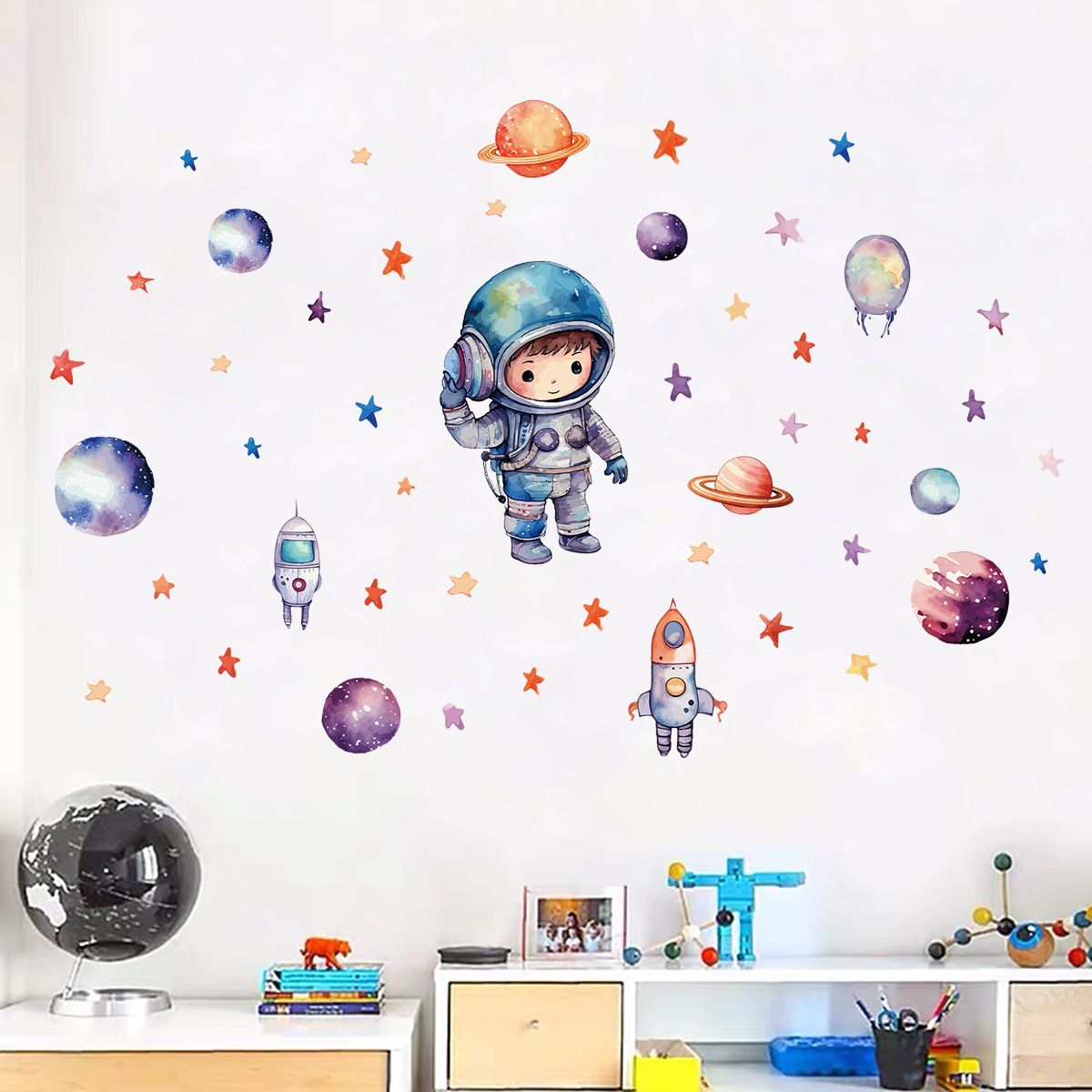 Cartoon space cute self-adhesive astronaut on wall