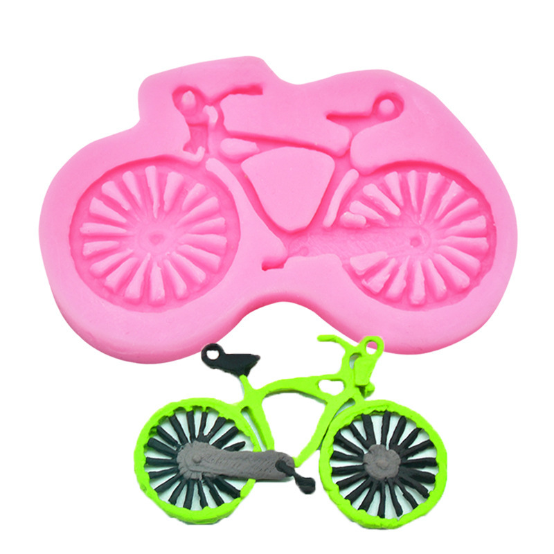 自行車造型液態硅膠模具翻糖蛋糕巧克力裝飾模具 DIY烘焙模具