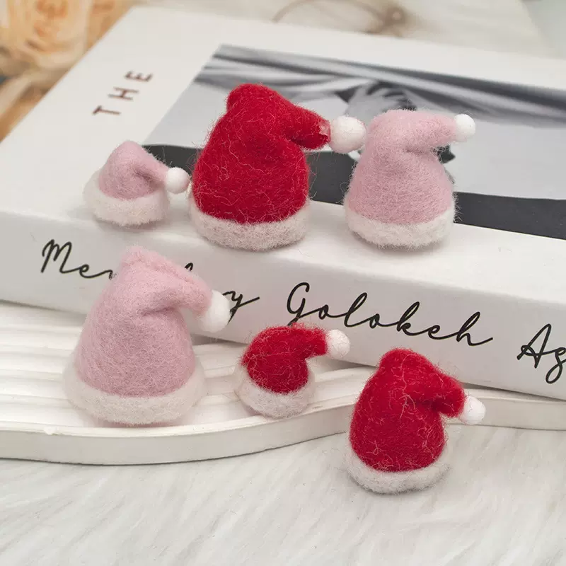 羊毛毡立体圣诞帽羊毛小帽子圣诞装饰品挂件配饰diy圣诞配件材料