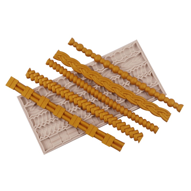 En relieve molde de silicona fondant perla tejida bolsa de cadena de silicona molde pastel decoración pastel molde