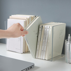 Minimalist Transparent Desktop Book Stand L-shaped Acrylic Book Display Rack Student Book Saver Bookmark Document Organizer