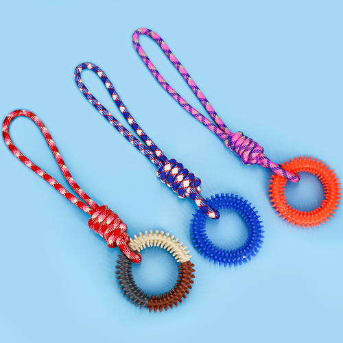 Cross-border dog teething and bite-resistant cotton rope toy pet colorful braided rope toy puppy self-pleasure toy