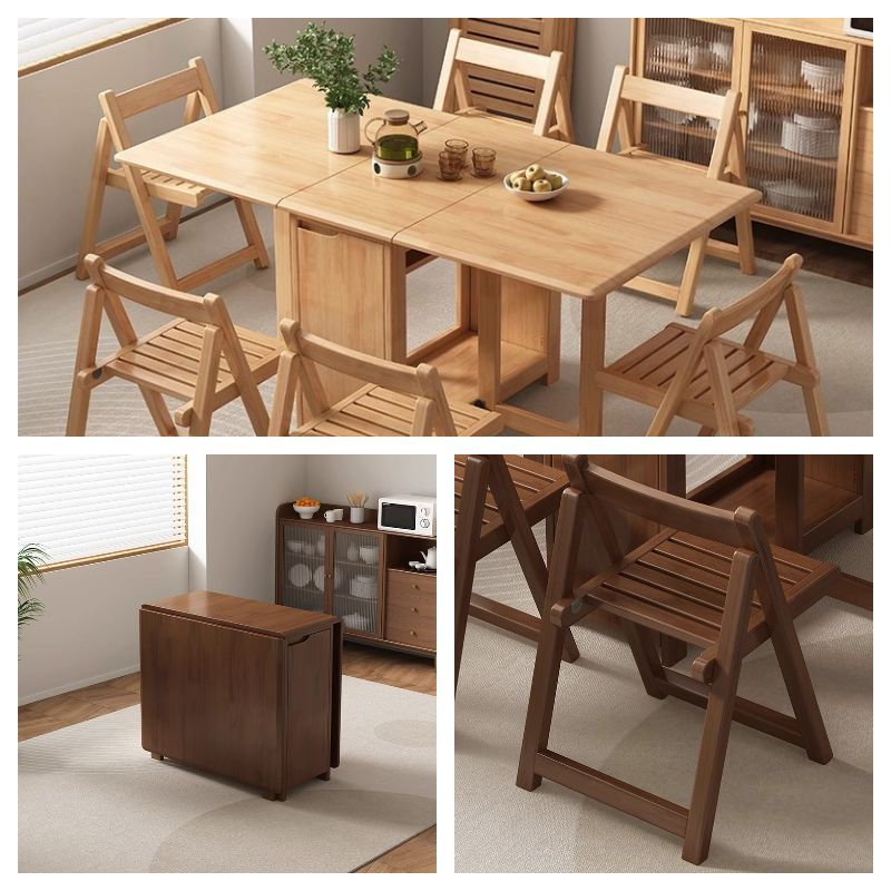 Mesa de comedor plegable de madera sólida, mesa de comedor rectangular simple, mesa de comedor retráctil y silla, mesa plegable moderna