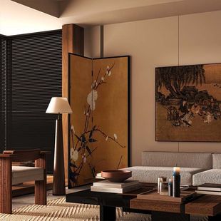 Chinese Classical Plum Blossom Folding Screen Partition Living Room Decoration Song Dynasty Aesthetic Sofa Background Wall Mobile Shade