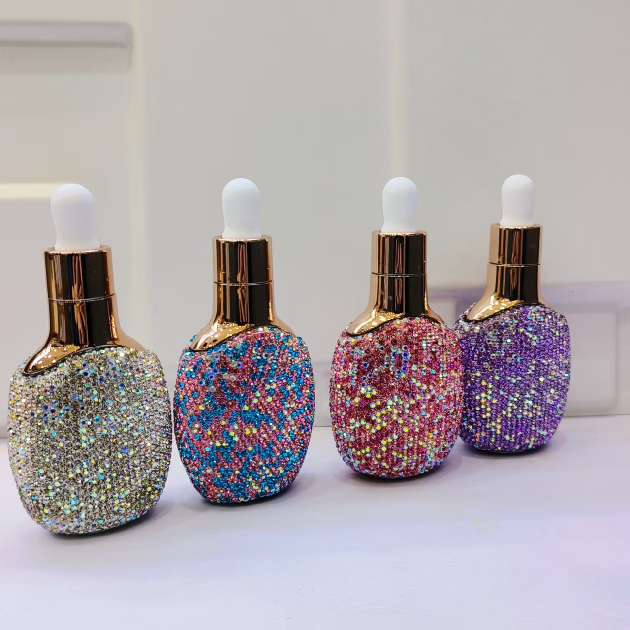 镶钻高级精华液瓶30ml原液滴管瓶旅行便携精油分装瓶化妆品收纳