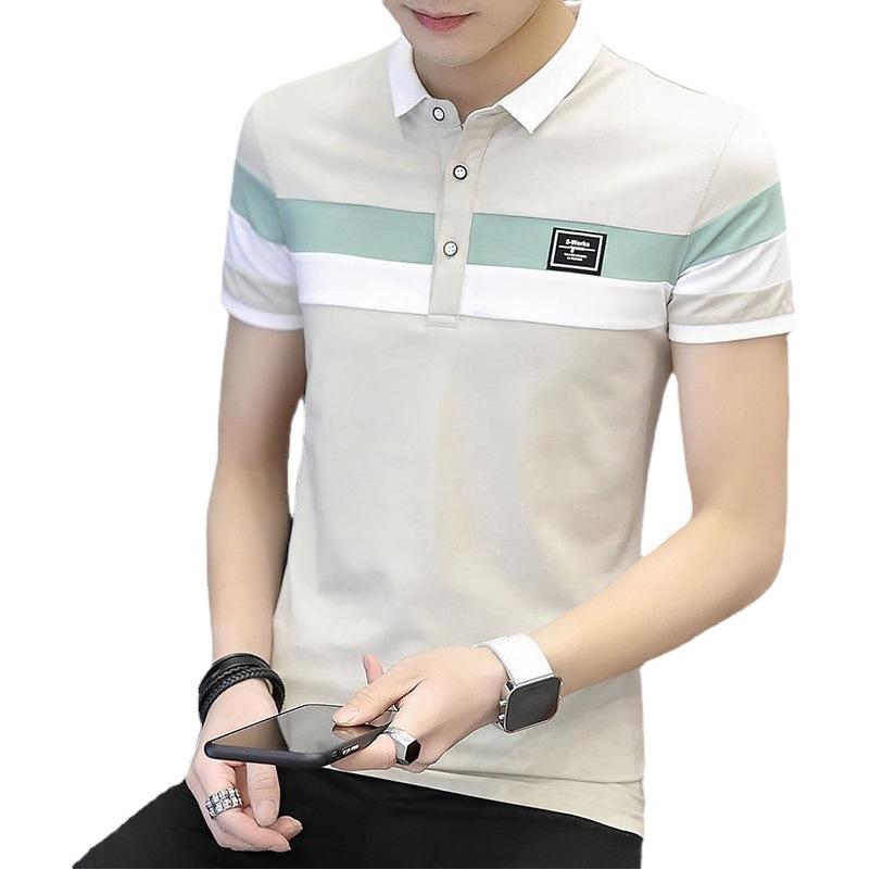 Venta al por mayor de los hombres de verano Camiseta de manga corta de estilo coreano SLIM-Fit solapa Polo camisa de moda juvenil camisa de fondo top de los hombres