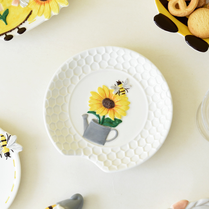 primavera abeja girasol, soporte de palillos, soporte de cucharas, soporte de cucharas, mesa de comedor, estante de cocina, cuchara de servilletas