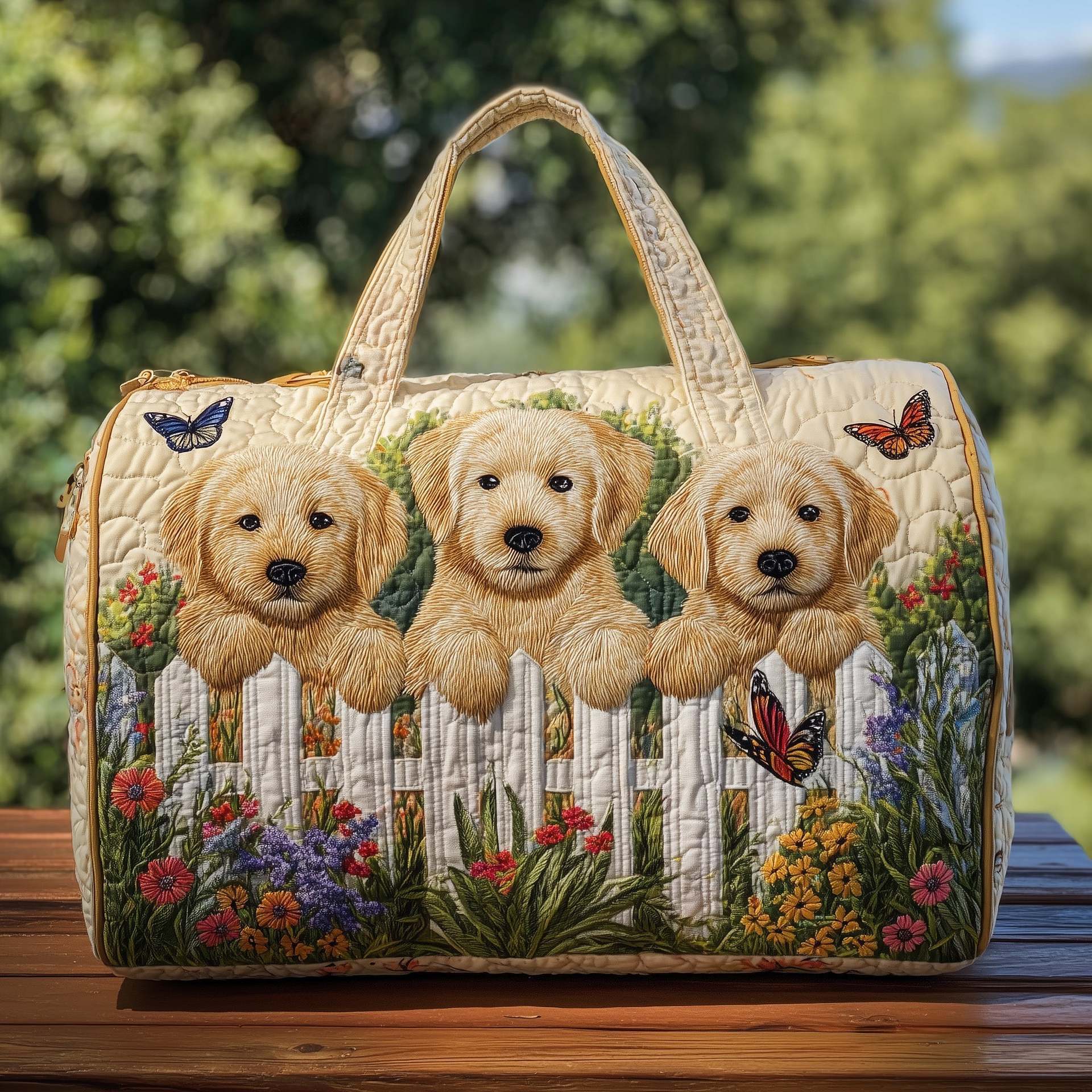 New Independent Brand Puppy Series 1 Quilted Cotton Travel Bag with Fashionable Print, Women's Yoga Bag, Handbag