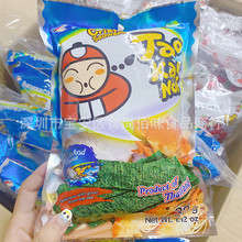 泰國進口老板仔炸海苔原味海鮮味烤紫菜脆片充氣包兒童小零食 32g