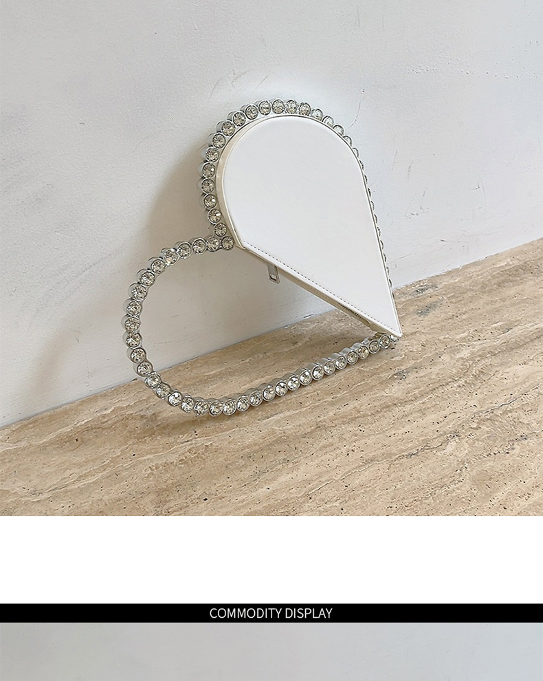 699g Weight Polyester Lining Material Zipper Closure Type Top Handle Strap Type Handbag, Evening Bag Bags Type Holiday, Party Occasion Pu Leather Material Color Block Pattern All Seasons Season Women's Gender Elegant Style Heart-shaped Shape Pu Leather Color Block Heart-shaped Evening Bags 15