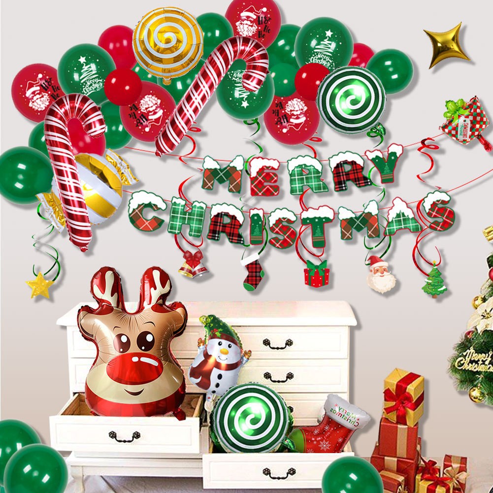 Suministros de decoración de Navidad Regalos de Navidad 2025 Juego de globos de Navidad Combinación Cadena de globos Globos de fiesta de Navidad