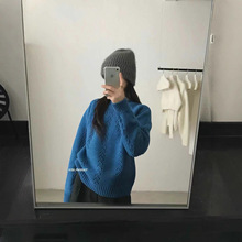 2025早秋新款镂空套头毛衣女欧美跨境亚马逊宽松圆领慵懒风针织衫