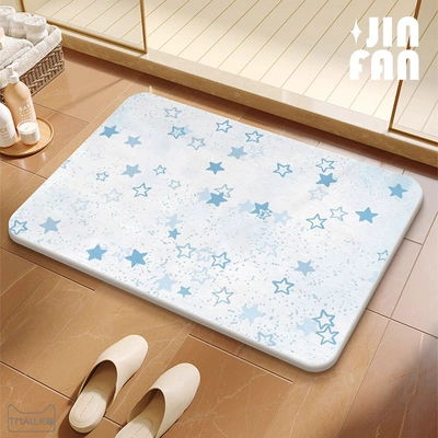 Avtomobil döşəmə paspasları — Carpet Bathroom Non-Slip Foot Mat - gzn-cool-stars-square-white-background-396009cm