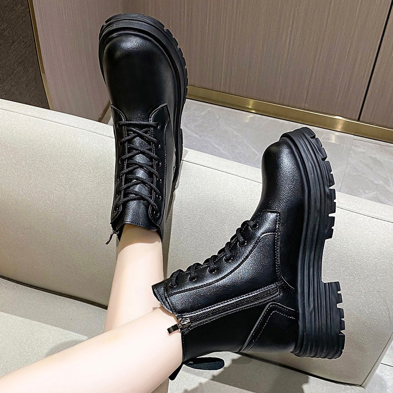 British style solid color thic heel short boots NSYBJ138093