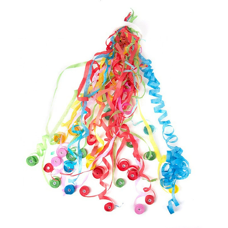 Hand‑pull ribbon streamer, multi‑color, 30 or 360 heads, flame‑retardant option