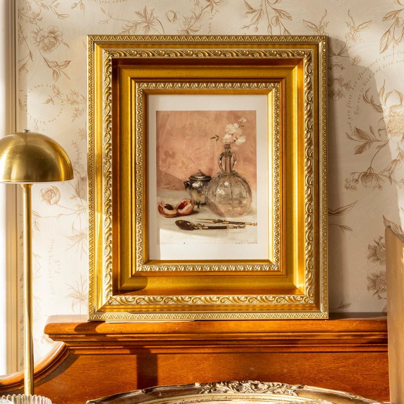 Marco de fotos retro europeo decoración de pared personalizada cuelga marcos de pintura al óleo de estilo americano y francés pequeños adornos de impresión de fotos