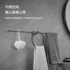 亮光浴巾架極簡免打孔衛生間浴室不鏽鋼毛巾杆輕奢單杆掛毛巾架子