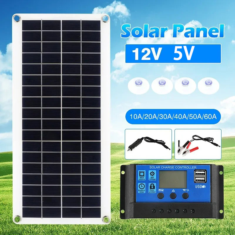 跨境专供太阳能套件多晶10W18V12V太阳能板适用房车轮船离网系统
