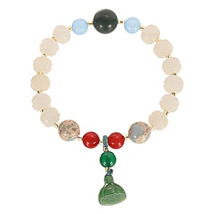 Factory wholesale pumpkin lotus beads white jade bodhi bracelet rich flower bracelet charcoal cat claw cat bracelet