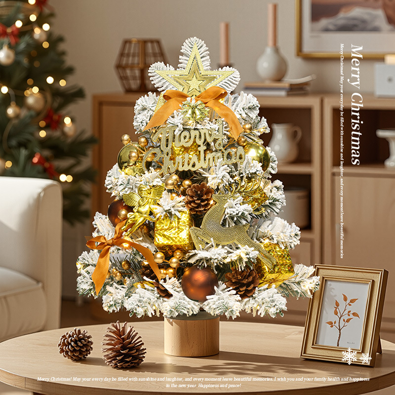 Navidad transfronteriza decoración de escritorio árbol de Navidad doméstico 45CM60CM decoración mini flocado paquete de árbol de simulación