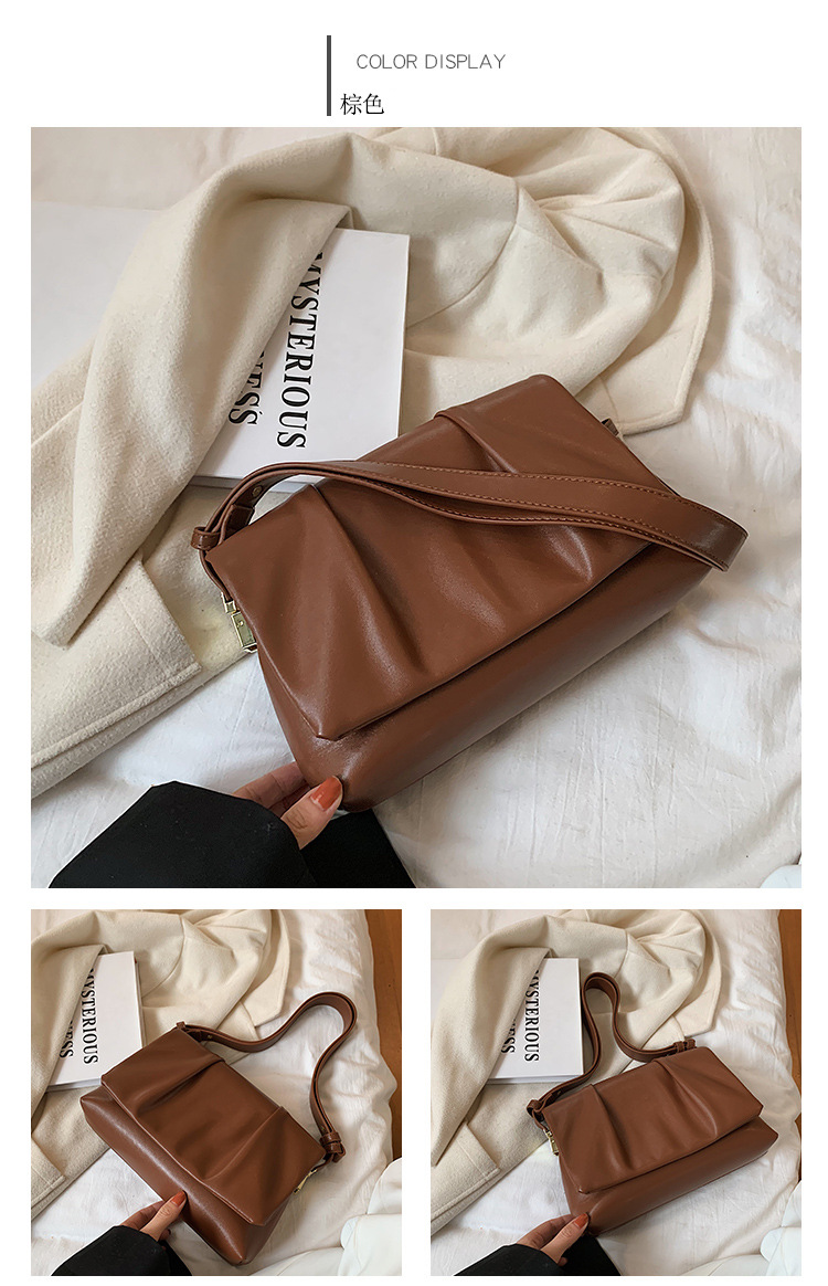 Simple Solid Color Fold One-shoulder Messenger Underarm Bag Wholesale Nihaojewelry display picture 12