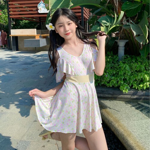 Women's Children's Conservative Medium and Large Children's Fresh and Minimalist Sport Swimwear Set Ins Style Girl's Separate Style