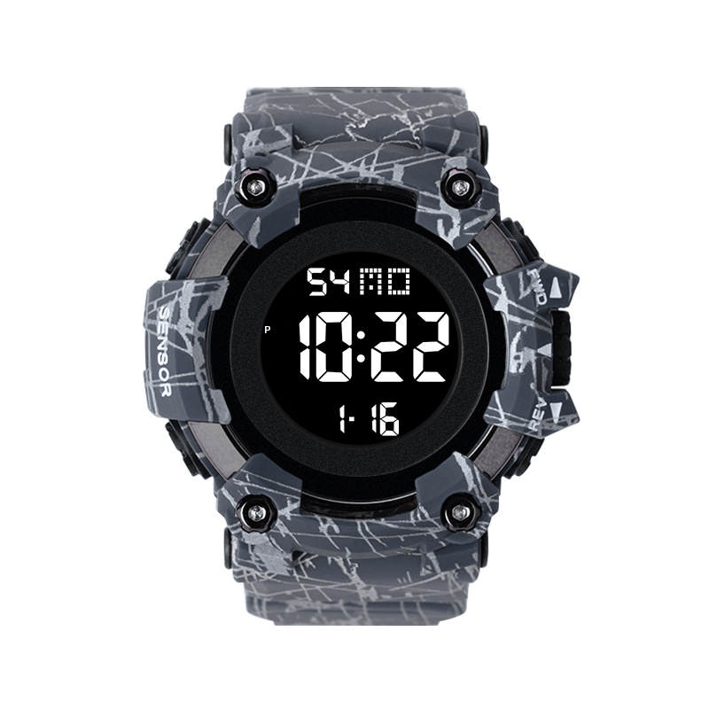 Amazon moda gran dial reloj electrónico estudiante masculino moda impermeable alarma luminosa deportes estilo reloj electrónico