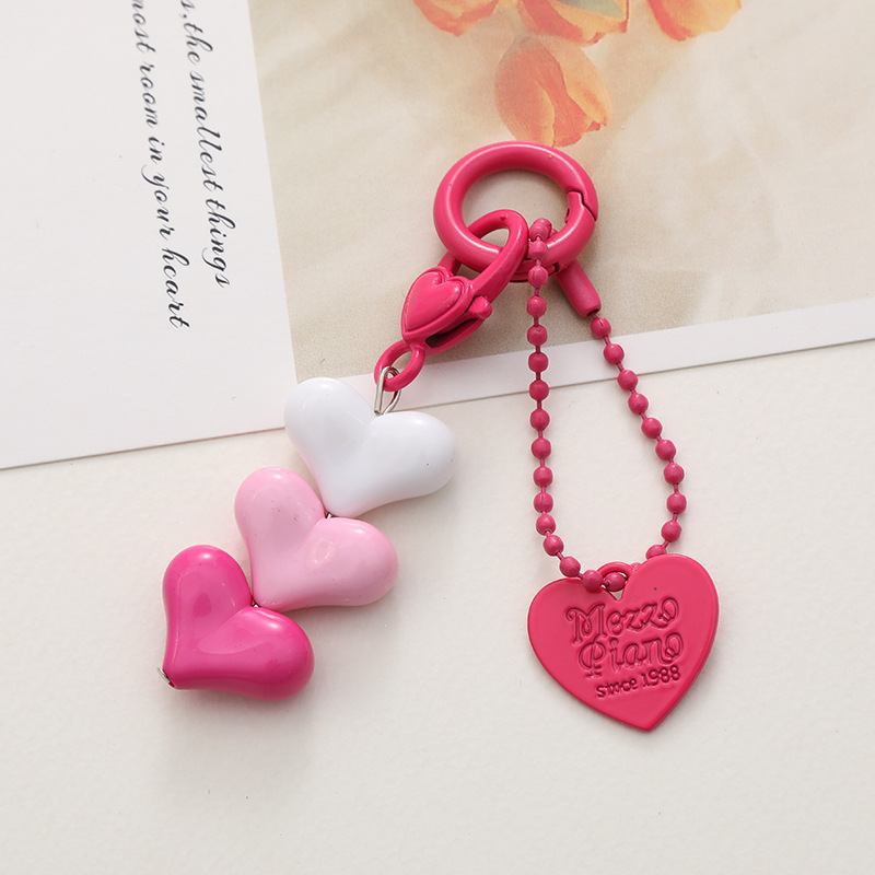 新款亚克力彩色桃心挂件diy手机壳饰品配件耳机包挂饰挂件批发