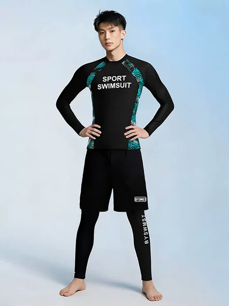 2026 New Style Men's Two-Piece Swimsuit, Sun-Protective, Quick-Dry, Long-Sleeve, Long-Pants, Slim-Fit Diving and Surfing Suit