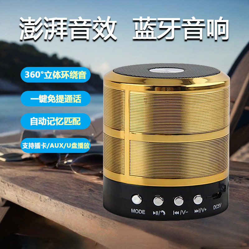 [Hifi Sound Quality] Mini Small Steel Cannon Card Audio Outdoor Cycling Portable Car Bluetooth Speaker Ws-887