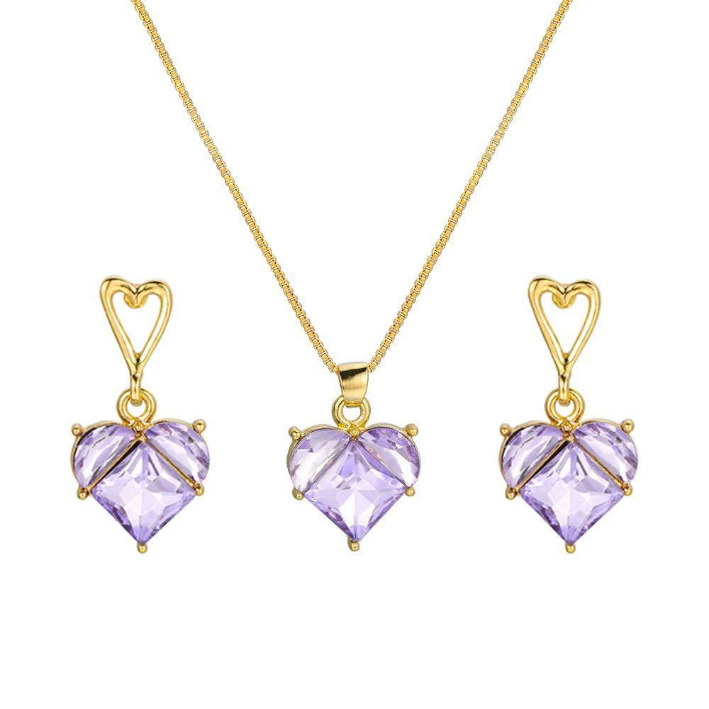 Подвеска и серьги, изысканный набор, цирконы, ювелирные изделия, (международная торговля), городской стиль, стиль легкой роскоши, качественный стиль